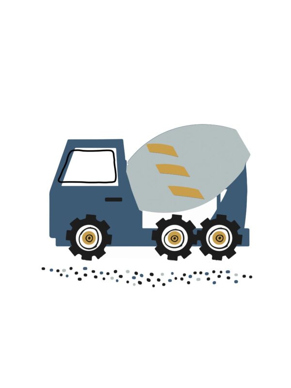 cement truck illustration blue and yellow